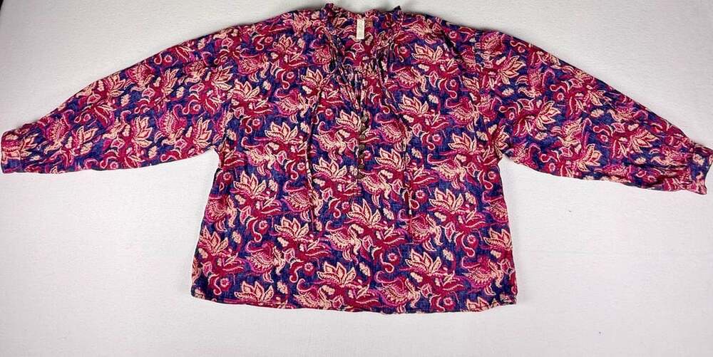 Anthropologie Pilcro Lucille Peasant Blouse Womens Size M Floral Boho Hippie